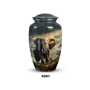 Elephant Crossing River-Urne funéraire décorative Grande urne commémorative artisanale pour les cendres avec sac en velours gratuit - Product Image 1