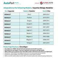 Renault Megane 2 3 Twingo 2 Vel Satis Lampe de plaque d'immatriculation Cadre d'immatriculation Produit