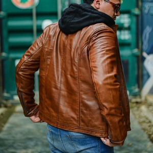 Chaqueta clásica en cuero de grano superior para hombre Premium - Product Image 5