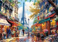 Puzzle de 1000 pièces entièrement imprimé en couleur - Charmant design parisien pour adultes et enfants, papier recyclé, coins carrés, cadeau
