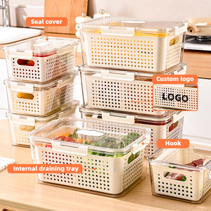 WANUO Food-Grade Plastic Food Storage <strong>Container</strong> <strong>Refrigerator</strong> Food Storage <strong>Container</strong> with Drainage Basket - Product Image 5