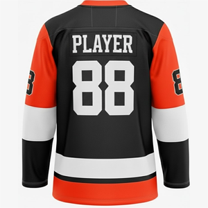 Maillot de hockey sur glace moderne et professionnel, sublimation, couleur personnalisée, tissu en maille respirant, logo brodé sur la poitrine, nom d'équipe personnalisé - Product Image 3