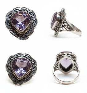 Anillos Finos de Plata de Ley 925 al por Mayor, Joyería Clásica de Compromiso y Boda con Piedra Preciosa de Amatista Natural - Product Image 2