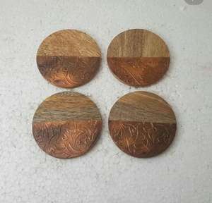 Posavasos de piedra de lujo personalizado de alta calidad, posavasos de madera de acacia de mármol para bebidas, posavasos de madera de mármol cuadrado en las mejores ventas - Product Image 3