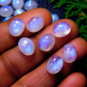 Natural Blue Fire Rainbow Moonstone calibrado cabujón piedra preciosa forma ovalada para la fabricación de joyas - Product Image 5