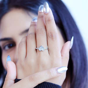 NOVAMART Fine Zarkan <b>Adjustable</b> <b>Silver</b> <b>Ring</b> Micro Pave Invisible Setting Fashionable Express Your Love Free Size for Engagement - Product Image 3