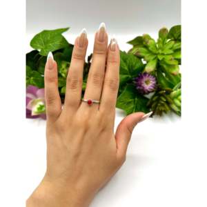 Navajo-Made Natural Coral & Sterling <b>Silver</b> <b>Statement</b> <b>Ring</b> Geometric Gemstone <b>Ring</b> for Everyday Wear Vermeil Rhodium Plating - Product Image 4
