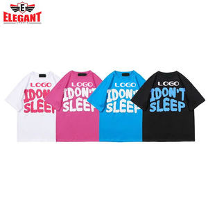 Camisetas con estampado de hojaldre para hombre, hombros caídos, de gran tamaño, cómodas, hechas a medida, ropa de calle, tela de algodón pesado, deportes elegantes - Product Image 6