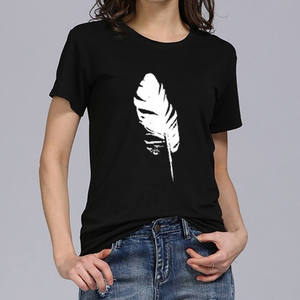 Camisetas informales de alta calidad para mujer, ropa de verano, camisetas tejidas con logotipo estampado personalizable en blanco, camisetas de algodón a la moda para mujer - Product Image 6