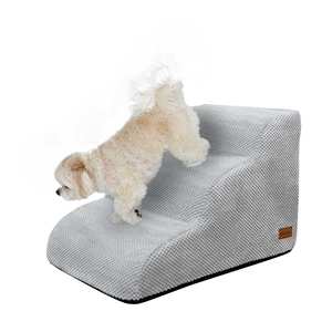 [AllmioPet] Escaleras para Mascotas de 3 Peldaños, Gris AMP 3 GR, Tela Cloud, Escalones para Perros y Gatos, Diseñadas para Subir Muebles en Interiores - Product Image 1