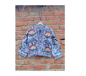 Suzani Embroidery <b>Women</b> Jacket, Floral Jacket ,Kantha Vintage Handmade Jackets Coat, Designer <b>Kimono</b> Jackets for Girls - Product Image 1