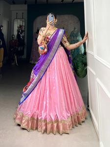 Vente chaude Belle Lehenga Choli Jacquard Soie (Paithani) Tissage Zari Travail Fabricant De Surat Pour Le Travail - Product Image 5