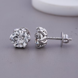 Pendientes de Diamante Cultivado en Laboratorio con Certificación IGI, Corte Brillante, Forma de Bola, Plata de Ley 925, Lujosos, para Compromiso, Boda, Fiesta - Product Image 3