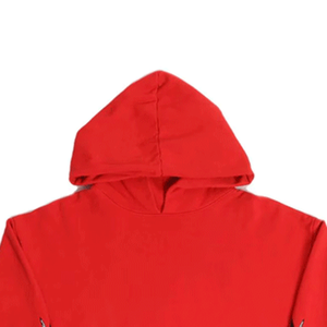 Trendy Fashion Men's <b>Red</b> Hoodie Color-blocked Pullover Hooded Cotton Blended Sweatshirt Basics <b>Top</b> For Men - Product Image 5