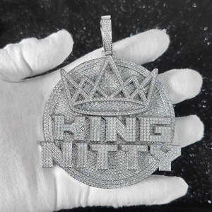 Moissanite Silver <b>King</b> Nitty <b>Crown</b> Round Pendant Hip Hop Iced Out Statement Necklace Luxury Bling Jewelry Gift For Men - Product Image 5