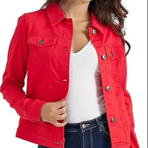 แจ็กเก็ตผ้ายีนส์สำหรับผู้หญิงแจ็กเก็ตยีนส์สีดำแขนยาวผ้าฝ้ายออกแบบได้ตามที่ต้องการ - Product Image 1