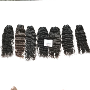 100% Natural Best Quality Unprocessed Virgin Cuticle Aligned Raw Machine Double Weft Bundles Indian Temple Human Hair Extensions - Product Image 2