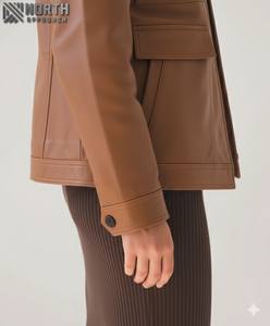 Dernière conception de veste pour femmes sur mesure Veste en cuir véritable de haute qualité pour dames élégantes Nouvelle mode Couleur unie personnalisée - Product Image 4