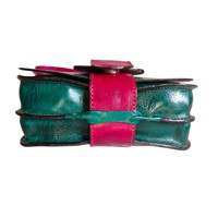 Sac à bandoulière vintage en similicuir vert pour femme avec fermeture à boucle, bicolore, tendance, bandoulière unique, toutes saisons