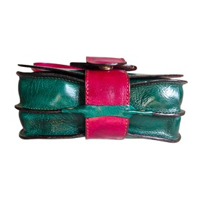 Sac à bandoulière en similicuir vert pour femme avec fermeture à bouton bicolore, sac bandoulière tendance fait main pour usage quotidien toutes saisons - Product Image 4