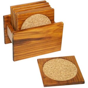 High Quality Leather Stand Natural coaster Acacia Wood Eco-friendly Custom Wood coaster Wooden <b>Cup</b> <b>Mat</b> 8 Pcs Set Modern Style - Product Image 5