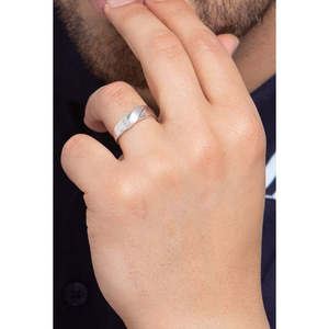 NOVAMART Fine Buy Premium 925 Pure Sterling <b>Silver</b> Cluster <b>Rings</b> for <b>Men</b> Geometric Pattern with Gold Plated Zircon Bezel Setting - Product Image 4