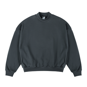 Sweat-shirt à col rond d'hiver pour hommes en coton lourd 480GSM avec broderie et impression personnalisée en tissu polaire - Product Image 3