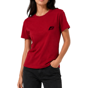 T-shirt en coton doux pour femme, décontracté, à manches courtes, col rond, uni, personnalisable avec logo, vêtement de mode, vente en gros, chemise pour femme - Product Image 1