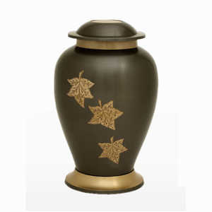 American Style <b>Large</b> Adult Human Cremation <b>Urn</b> Falling Maple Leaves Design Metal Ashes Storage for Funeral Services Memorial - Product Image 3