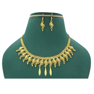 Ensembles de bijoux de mariage turc collier de fleurs bijoux plaqué or bijoux plaqué or 24k Dubai collier et bracelet ensemble indien - Product Image 1