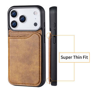 Étui de téléphone magnétique avec porte-cartes en TPU+PU+PC fait à la main pour 14 Plus/13 Pro Max/Modèles A53, design élégant et raffiné - Product Image 6