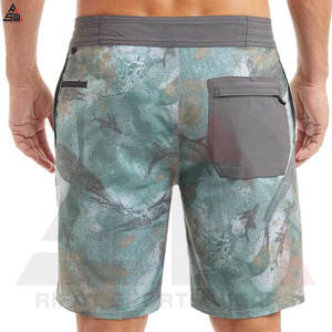 กางเกงขาสั้นผ้าใบบาสเก็ตบอลสำหรับผู้ชายกางเกงเอวยางยืดแห้งเร็วผ้าฝ้าย100% พิมพ์ซับลิเมชันเต็มตัวดีไซน์ตามสั่ง - Product Image 4