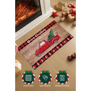 Alfombra de Entrada con Diseño de Auto de Año Nuevo, 45x70cm, Base Tejida Antideslizante, Decorativa, Regalo, Impresión Digital, Delgada, Hecha de Poliéster Resistente - Product Image 4