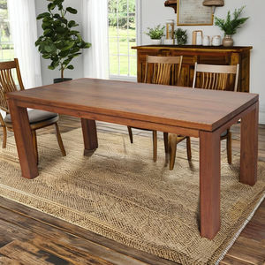 Table de cuisine en bois de noyer massif design rectangulaire brun riche fabriqué au Vietnam construction robuste élégance intemporelle | WT505P6 - Product Image 3