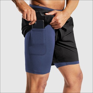 Nouveau short de course 2-en-1 décontracté taille moyenne pour hommes Short de compression respirant à séchage rapide avec poche pour téléphone Double couche - Product Image 3
