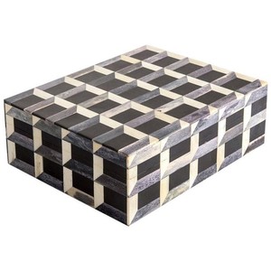 Indian Handicrafts Resin MDF American Style Jewelry Box Stripes Decorative Design High Quality Lametierartz Living Room - Product Image 3