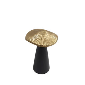 Lot de 3 champignons en aluminium et bois couleur or et noir Sculpture fantaisie de taille moyenne pour jardin et décoration intérieure - Product Image 2