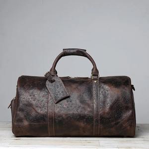 Vintage Leather Duffle <b>Bag</b> with Zipper Closure Reusable for Travel & Gym Unisex <b>Overnight</b> <b>Bag</b> - Product Image 2