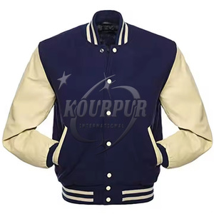 Nouvelle arrivée : Veste universitaire pour homme, style varsity, col montant, polyester/coton/viscose, manches en laine, grandes tailles, hiver, personnalisable - Product Image 2