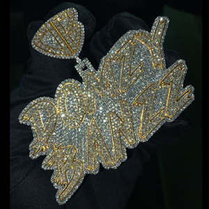 Colgante Iced Out VVS Moissanite blanco y oro amarillo corte redondo diamante Hip Hop joyería para hombres 925 plata esterlina - Product Image 1