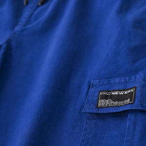 Pantalones cargo de algodón azul de calidad superior para hombre más vendidos Pantalones casuales ligeros con cintura elástica y bolsillos en venta - Product Image 3