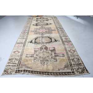 5.9x13.5 ft Vintage Oversize Rug, <b>Brown</b> Pink Turkish Oriental <b>Wool</b> Rug - Product Image 3