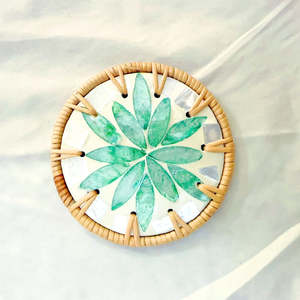 Asia Zen Pattern Mother of Pearl Rattan <b>Coasters</b> <b>and</b> <b>Placemat</b> <b>Set</b> Handicraft From Vietnam DHT HANDICRAFT - Product Image 5