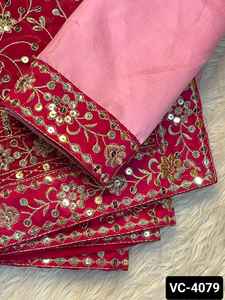 Ropa tradicional india, ropa de fiesta y boda de lujo para mujer, Sari de trabajo de secuencia pesada con blusa de seda Mono Banglory para mujer - Product Image 2