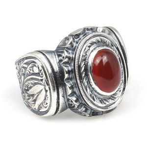 Bague pour homme en argent sterling 925, pierre d'agate ovale naturelle, motif géométrique, plaqué rhodium, certifiée IGI, idéale pour un usage quotidien - Product Image 2