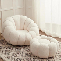 Ensemble de canapé en velours en forme de citrouille confortable Accent nordique Teddy tissu bois adapté aux enfants pour salon salle à manger hôtel école cuisine utilisation