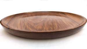 Assiettes à vaisselle en bois massif vente en gros assiette de service de fruits assiette ronde en bois de noyer noir - Product Image 2