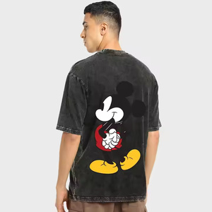 Camiseta de algodón de manga corta para hombre, lavado ácido, 100%, el Mejor Algodón, Impresión de LOGOTIPO personalizado, camisetas lisas de alta calidad con cuello redondo para hombre, MOQ BAJO - Product Image 2