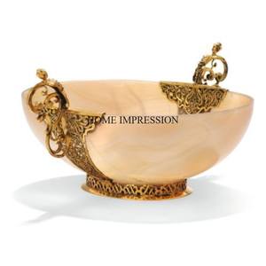 Bol de forme ronde poli miroir brillant entièrement argenté avec feuilles de gingko Support de base design Bol de décoration de table - Product Image 5