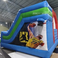 Structure gonflable combinée avec toboggan sur le thème du football, en PVC écologique, pour 10 enfants, garantie 2 ans, Funcity